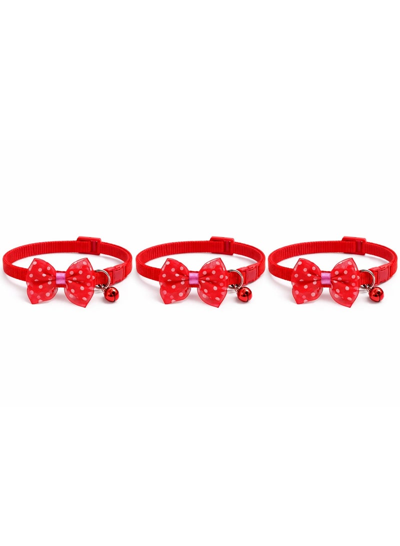 Petto Adjustable Red Dot Print Bowknot Pet Collar with Bell – Cute Necklace for Small Dogs - Image 1